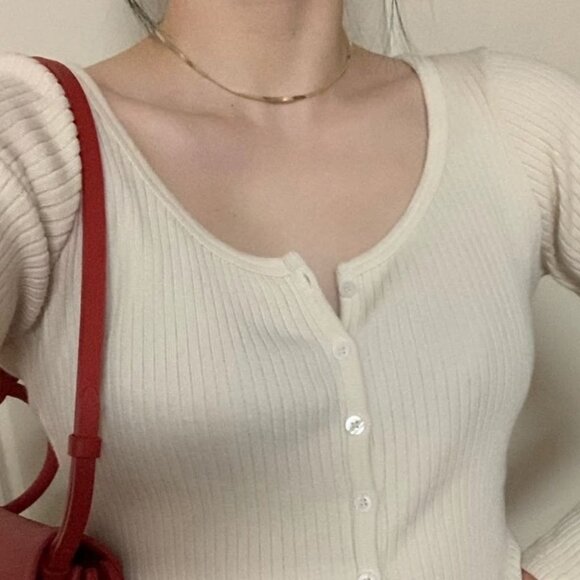 None Jewelry - 18k Gold Plated Flat 18 Inch Necklace For Women New